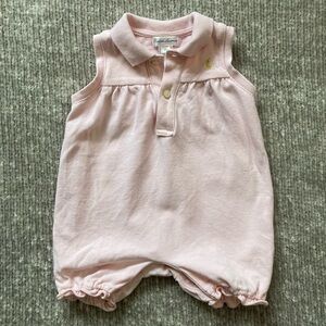Ralph Lauren Baby Girl Pink Polo Bubble Romper 6M Cotton Sleeveless Summer Prep